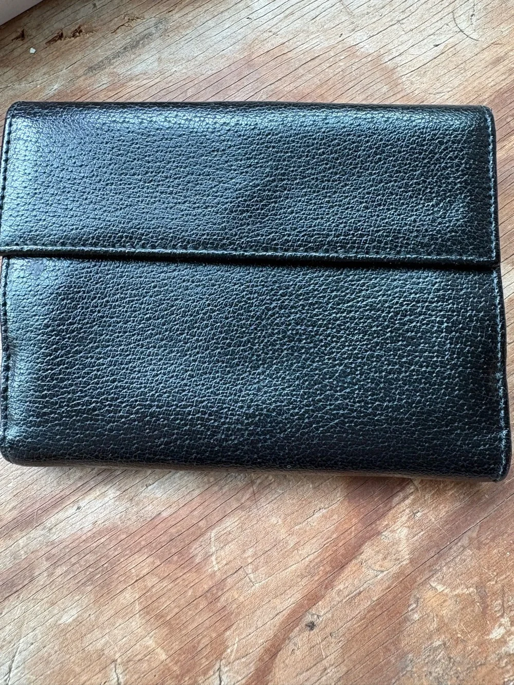 Vintage Furla Black Leather Compact Wallet Italy